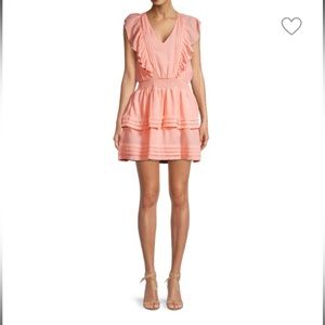 EMMIE ROSE Blush Pink Ruffle Tiered Mini Dress S
